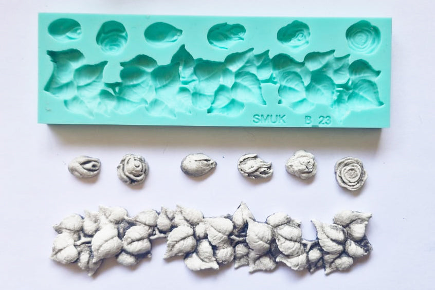 Rose Leaves Border Mould - ( B_23 ) 20cm x7cm x 1.5cm
