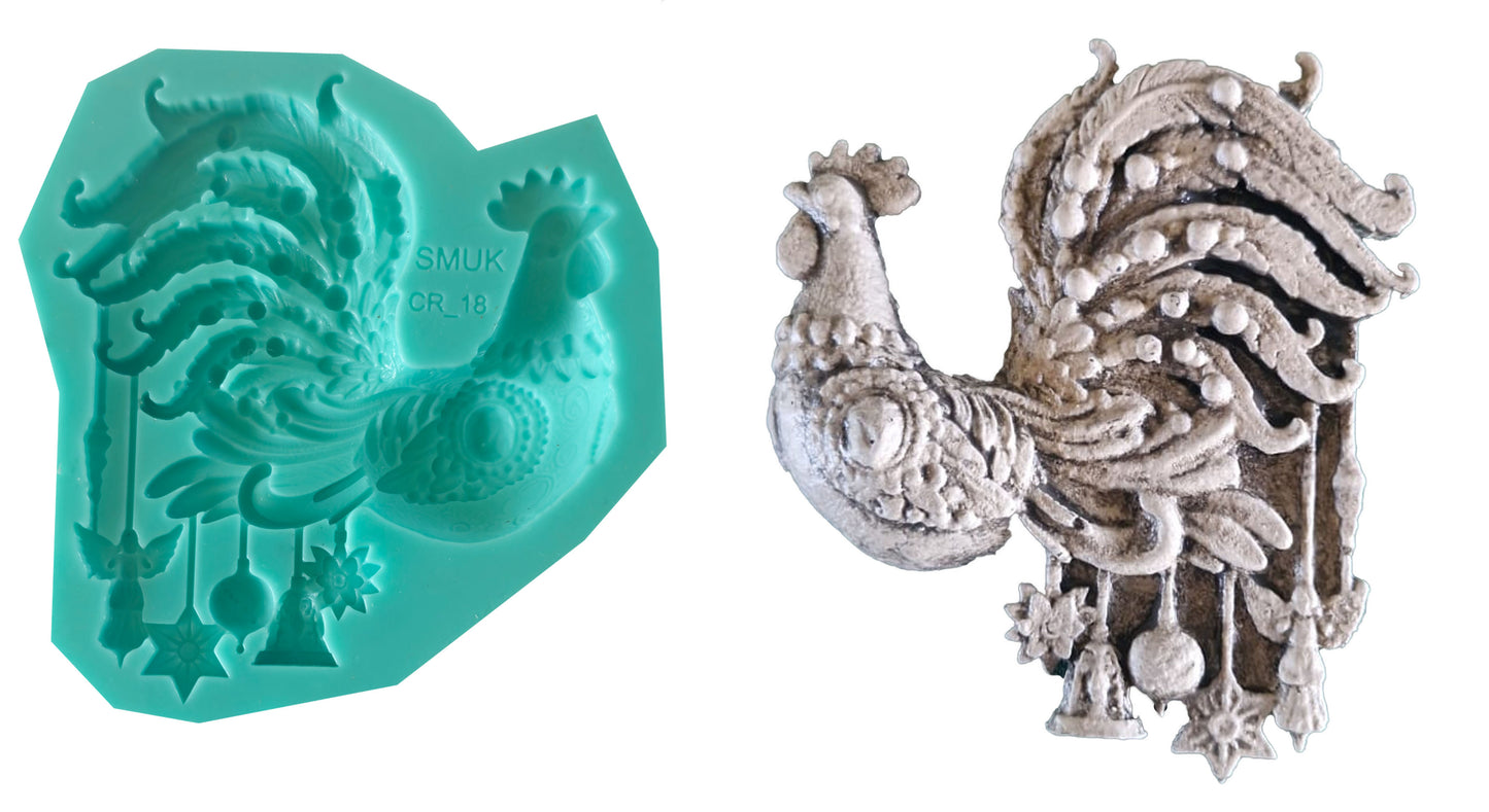 Ornate Rooster - ( CR_18 ) 10cm x 10cm