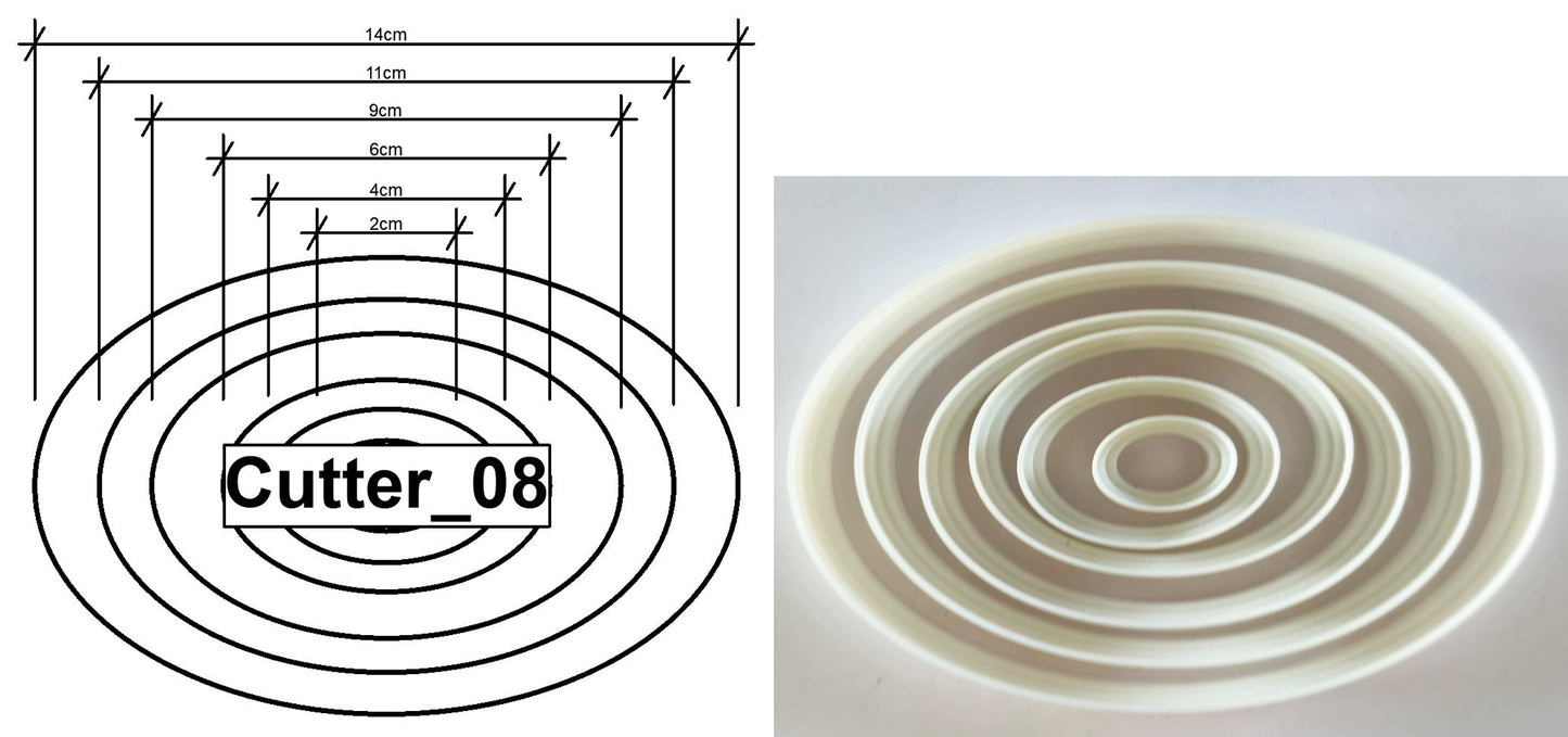 Cutter 8 - 14cm, 11cm, 9cm, 6cm, 4cm, 2cm