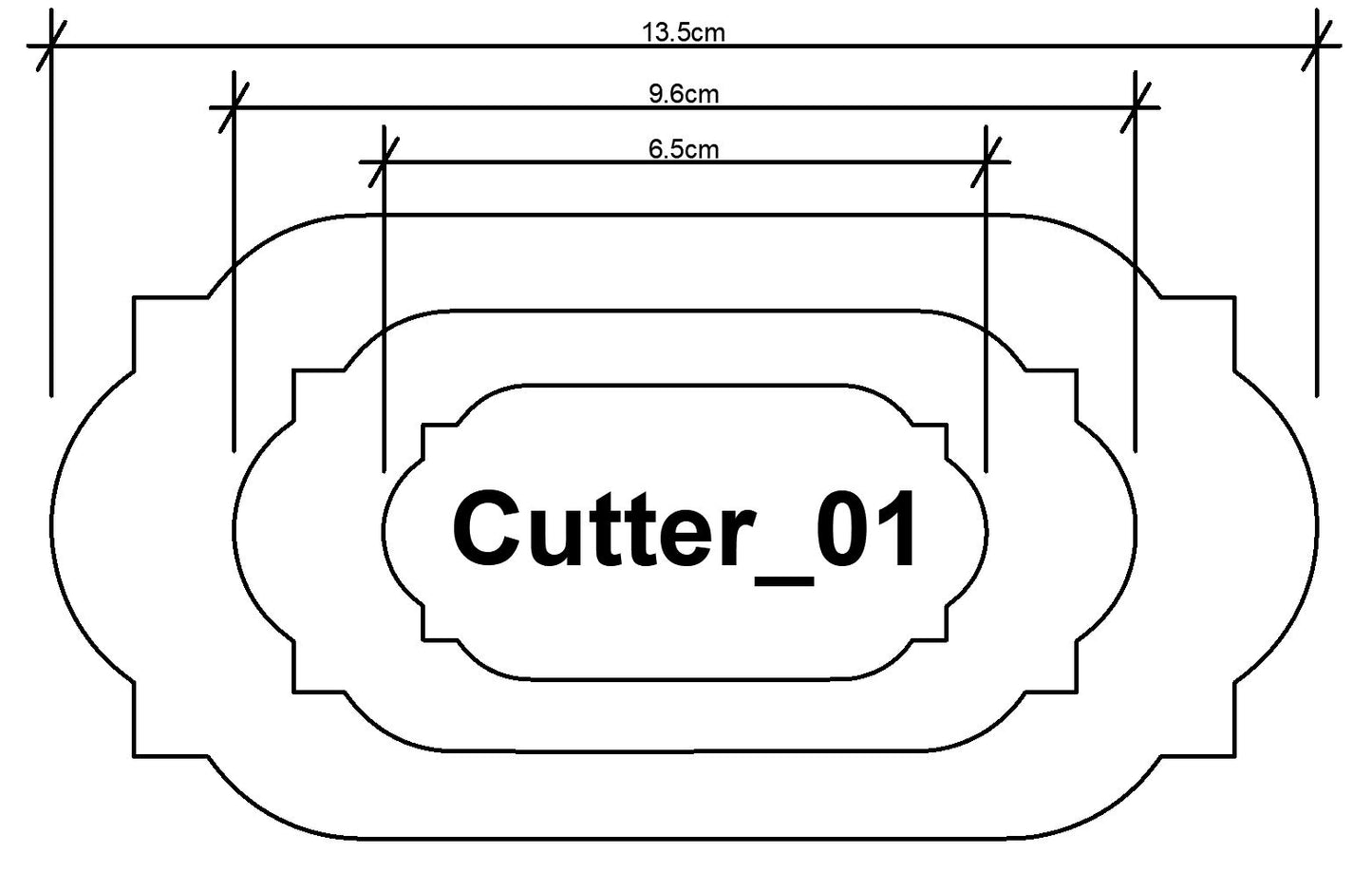 Cutter 1 - 13.5cm, 9.6cm, 6.5cm