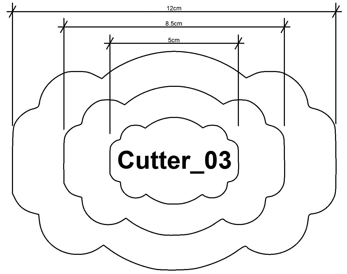 Cutter 3 - 12cm, 8.5cm, 5cm