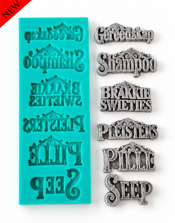 Gereedskap, Shampoo, Brakkie Swieties, pleisters, pille, Seep - ( T_08 ) Each word is 5cm long