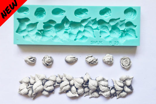 Rose Leaves Border Mould - ( B_23 ) 20cm x7cm x 1.5cm