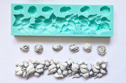 Rose Leaves Border Mould - ( B_23 ) 20cm x7cm x 1.5cm