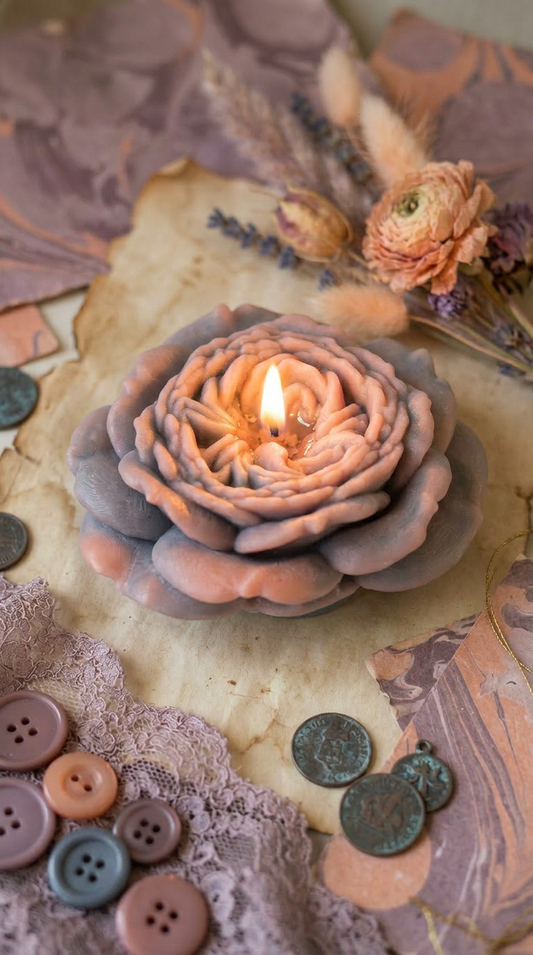 Candle 10 - Grey and Dirty Pink 6cm