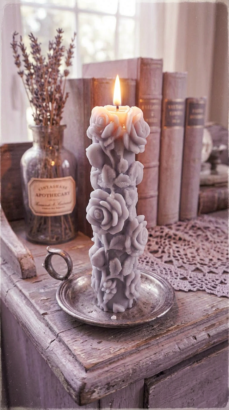 Candle 9 - Blue Grey 19cm