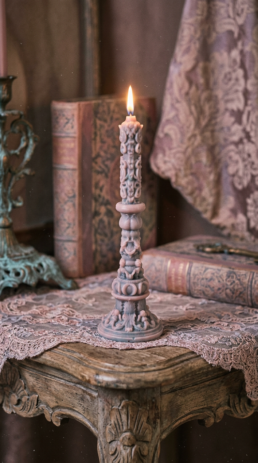 Candle 1 - Grey and dirty pink 21cm