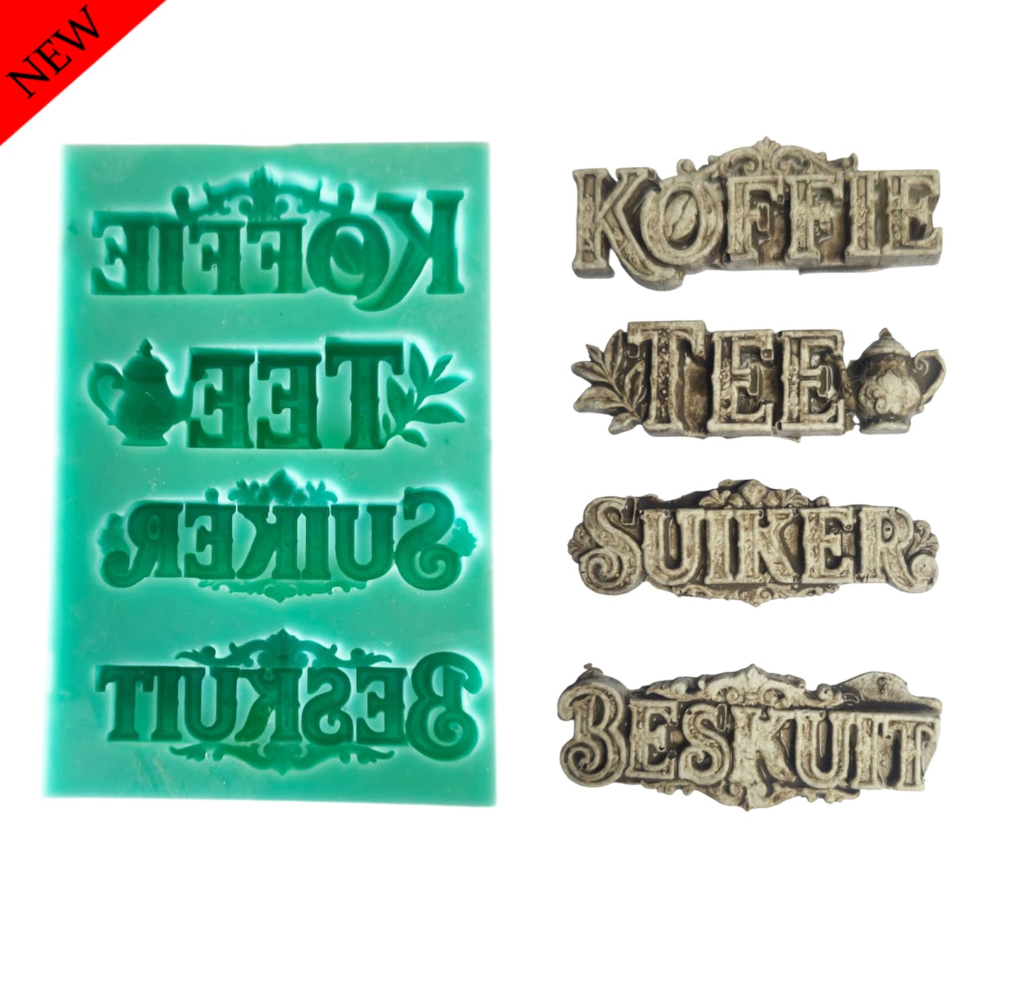 Koffie, Tee, Suiker, Beskuit Mould - ( T_02 A ) 5.5cm x 2cm Elk