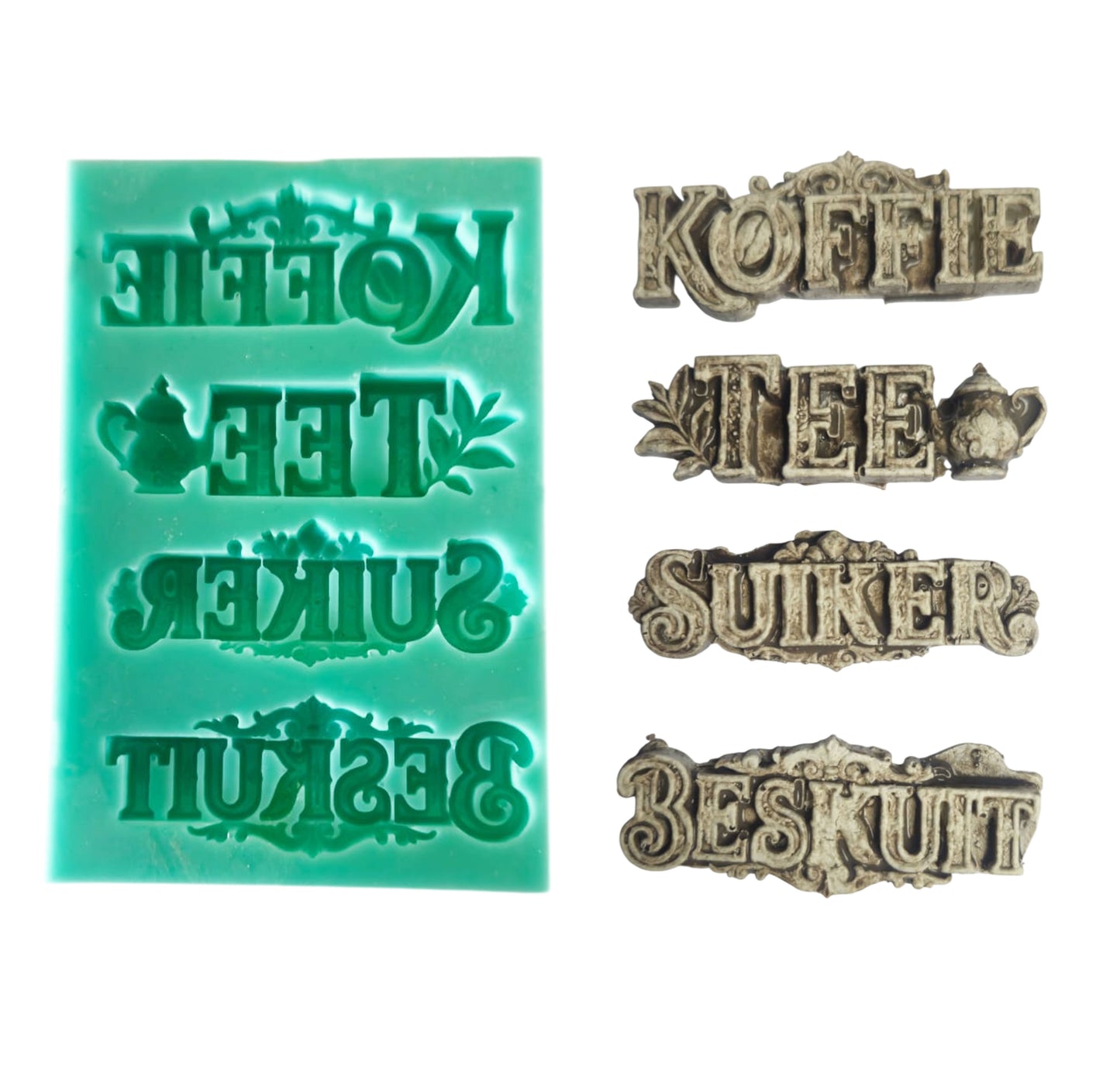 Koffie, Tee, Suiker, Beskuit Mould - ( T_02 A ) 5.5cm x 2cm Elk