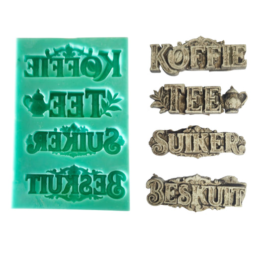 Koffie, Tee, Suiker, Beskuit Mould - ( T_02 A ) 5.5cm x 2cm Elk