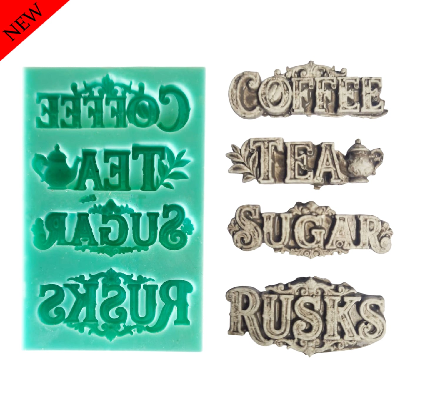 Coffee, Tea, Sugar, Rusks Mould - ( T_02 E ) 5.5cm x 2cm each