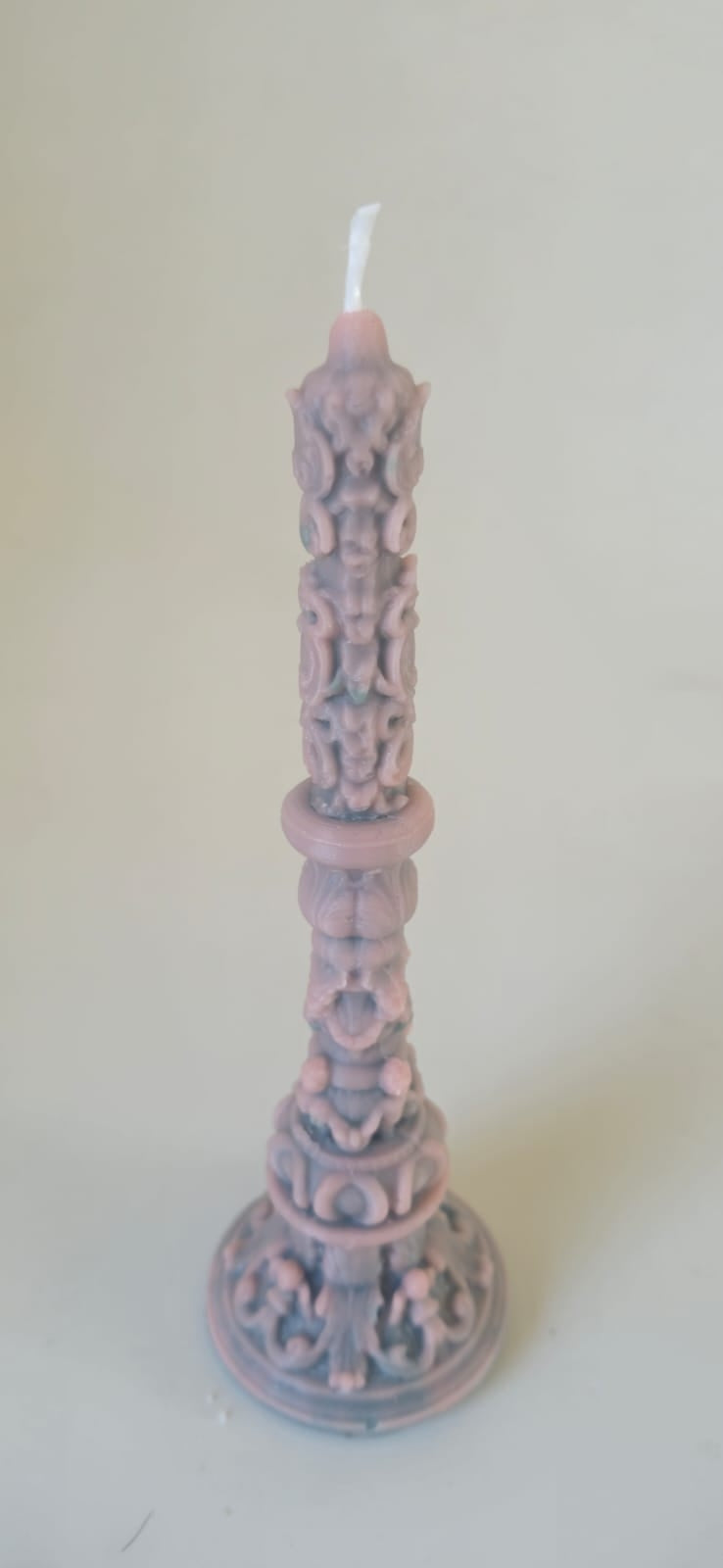 Candle 1 - Grey and dirty pink 21cm